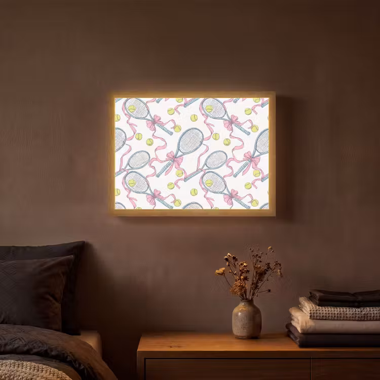 Tennis - Strikken - Kleurrijk Light Box met batterij (Wandlamp) middel 907 -sfeer4