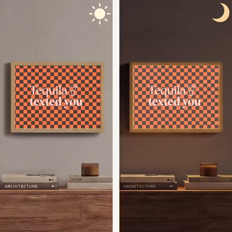 Tequila texted you - Glas - Vierkanten - Oranje Light Box met batterij (Wandlamp) middel -sfeer3