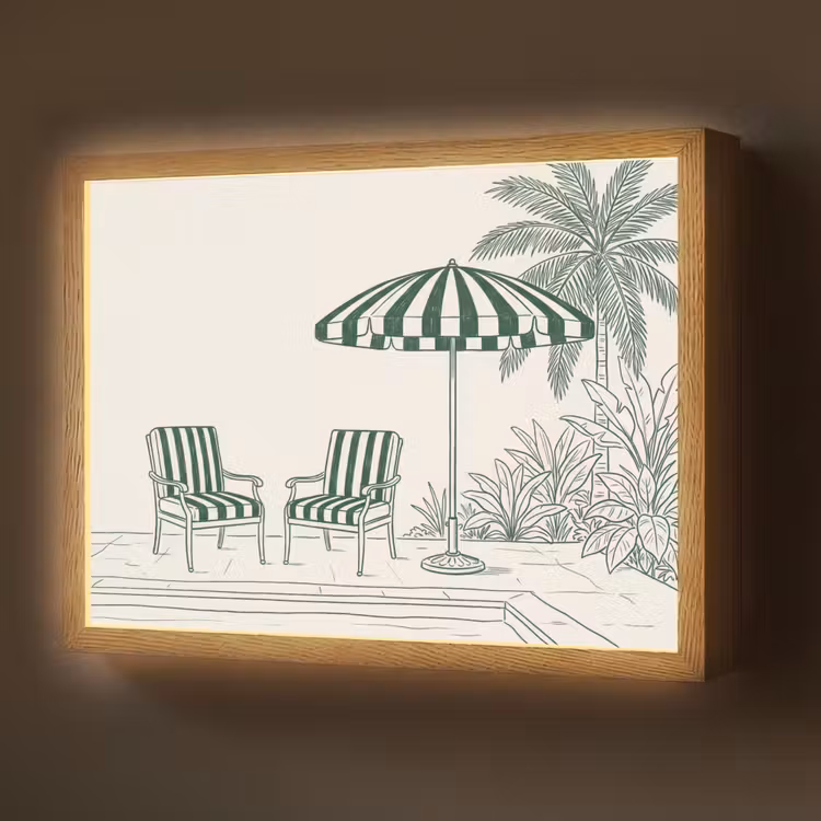 Terras - Illustratie - Groen Light Box met batterij (Wandlamp) middel -z3d_website