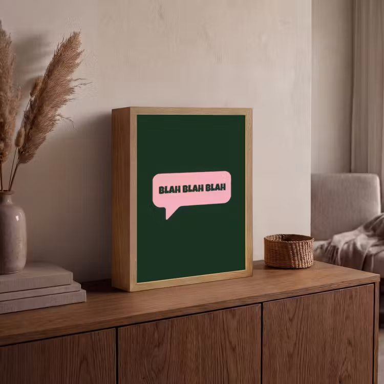 Tekstwolk - BLAH BLAH BLAH - Roze Light Box met batterij (Wandlamp) middel -sfeer2