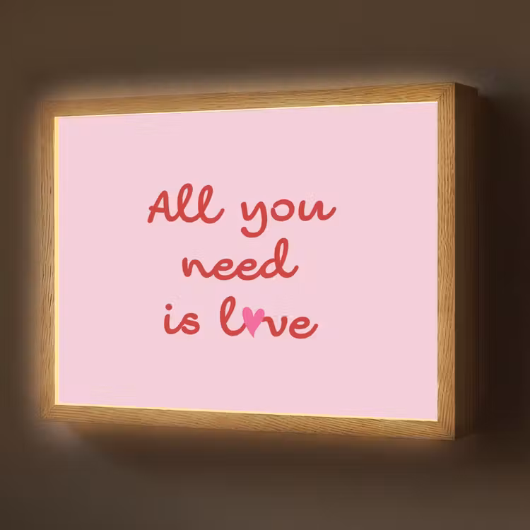 Tekst - Roze - Love - Hart Light Box met batterij (Wandlamp) middel -z3d_website