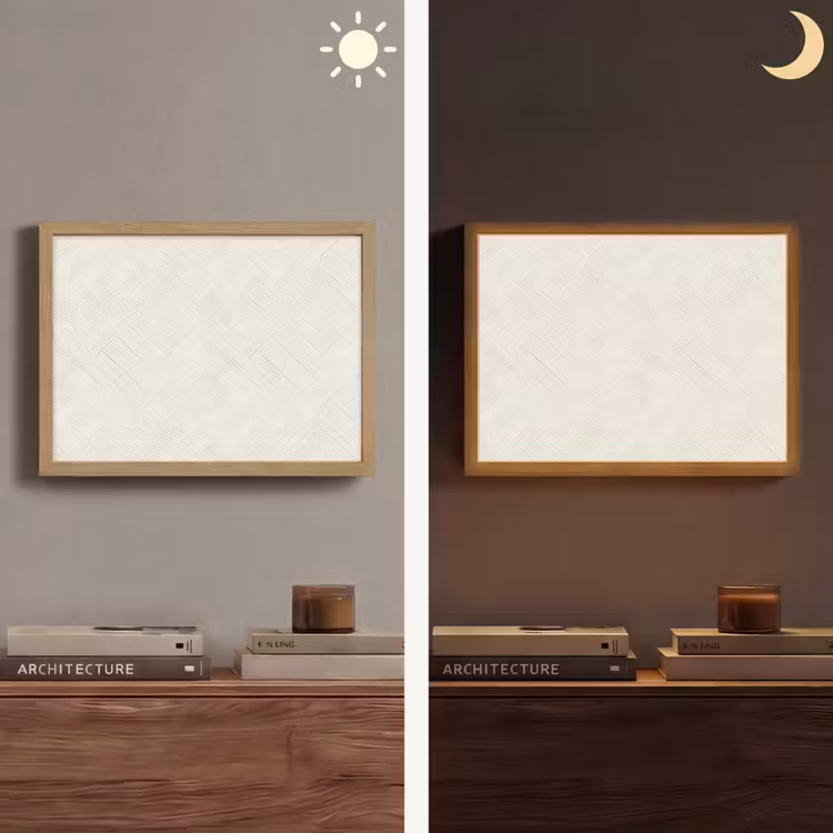Textuur - Abstract - Beige Light Box met batterij (Wandlamp) middel 907 -sfeer3