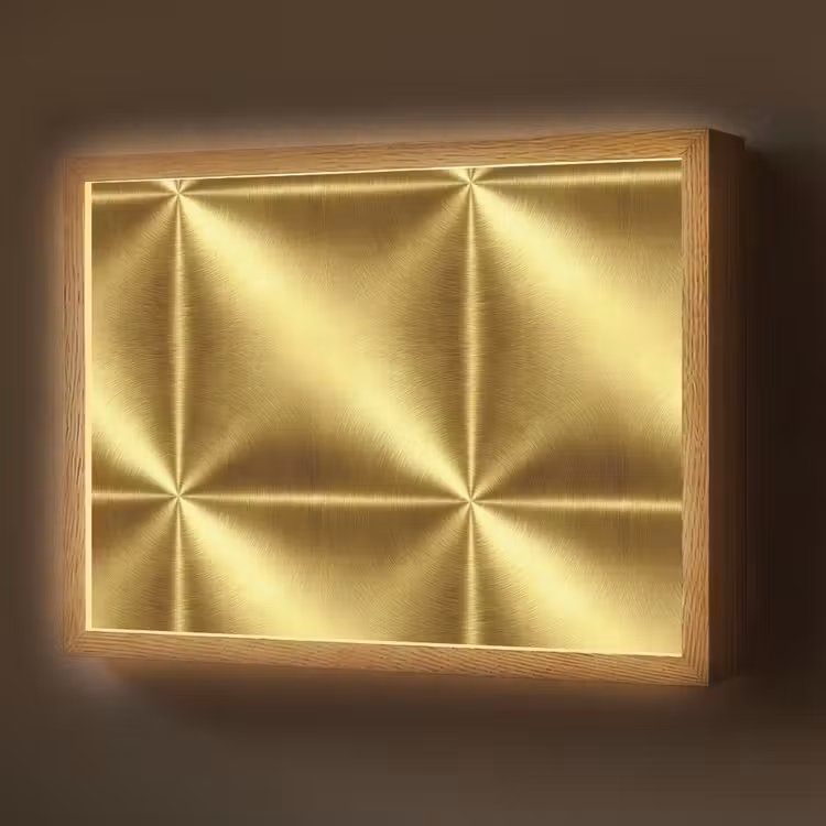 Textuur - Geborsteld Goud - Industrieel - Metallic Light Box met batterij (Wandlamp) middel 907 -z3d_website