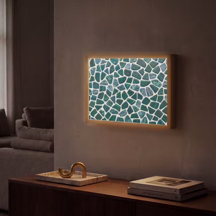 Textuur - Steen - Groen - Abstract - Patroon Light Box met batterij (Wandlamp) middel -sfeer1