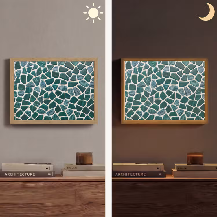 Textuur - Steen - Groen - Abstract - Patroon Light Box met batterij (Wandlamp) middel -sfeer3