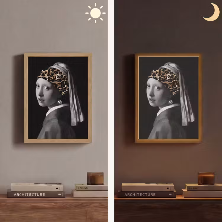 Het meisje met de parel - Johannes Vermeer - Panterprint Light Box met batterij (Wandlamp) middel -sfeer3
