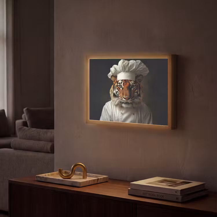 Tijger - Kokskleding - Bruin Light Box met batterij (Wandlamp) middel -sfeer1