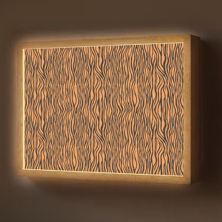 Tijger - Oranje - Patroon - Strepen Light Box met batterij (Wandlamp) middel 907 -z3d_website