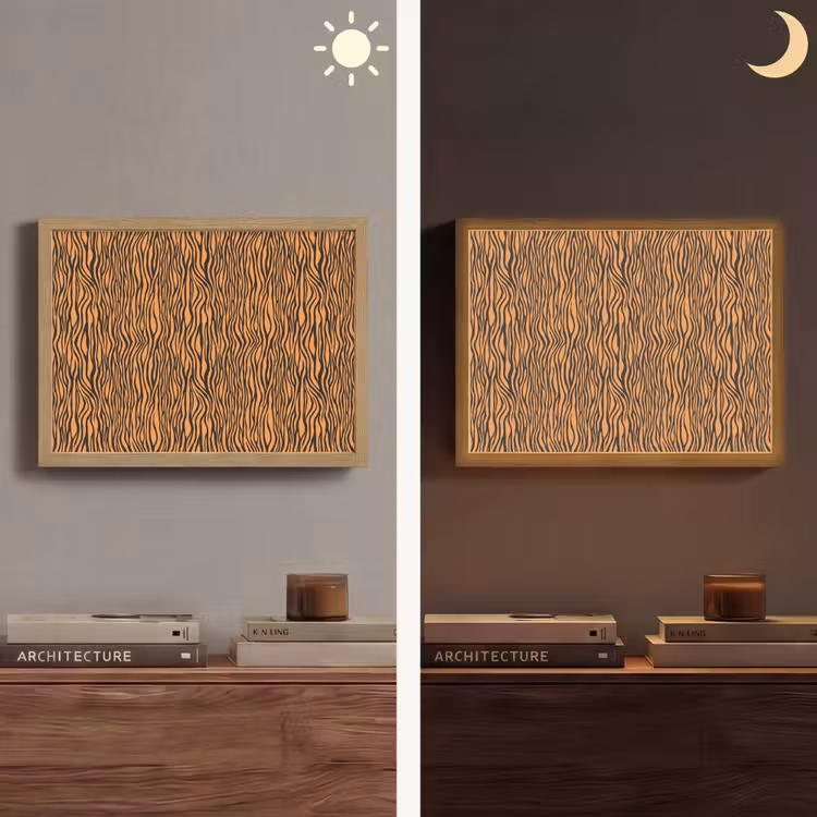 Tijger - Oranje - Patroon - Strepen Light Box met batterij (Wandlamp) middel 907 -sfeer3