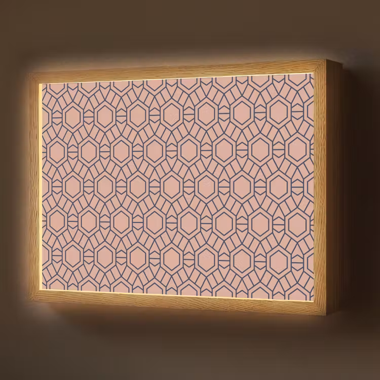 Strak - Patroon - Roze - Donkerblauw Light Box met batterij (Wandlamp) middel 907 -z3d_website