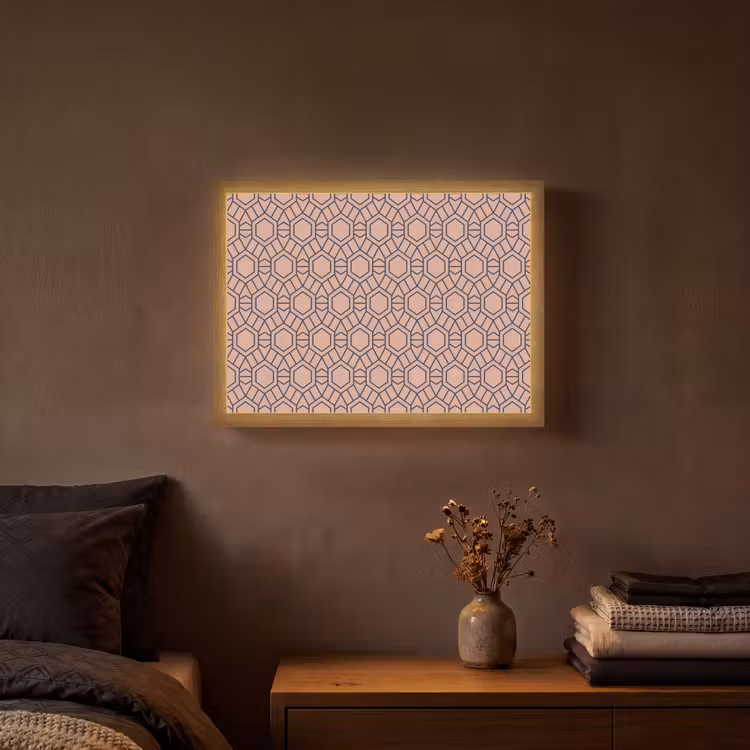 Strak - Patroon - Roze - Donkerblauw Light Box met batterij (Wandlamp) middel 907 -sfeer4