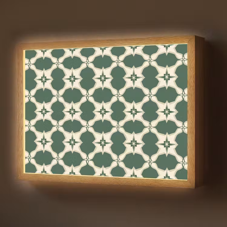 Tegel - Klassiek - Groen Light Box met batterij (Wandlamp) middel 907 -z3d_website
