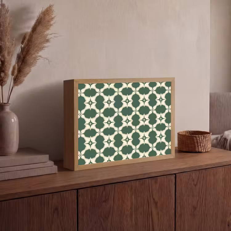 Tegel - Klassiek - Groen Light Box met batterij (Wandlamp) middel 907 -sfeer2