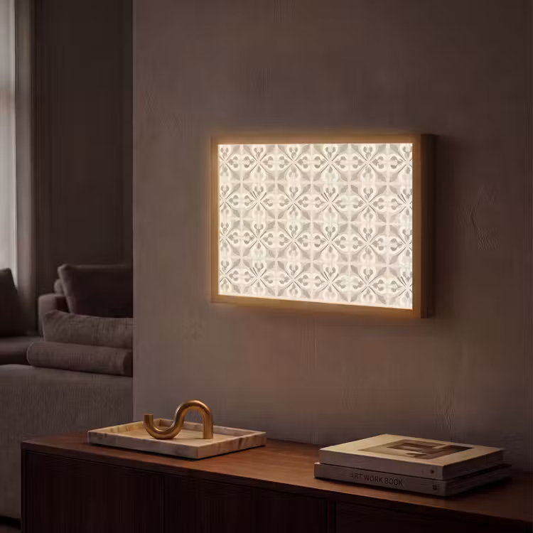 Tegel - Motief - Beige Light Box met batterij (Wandlamp) middel 907 -sfeer1