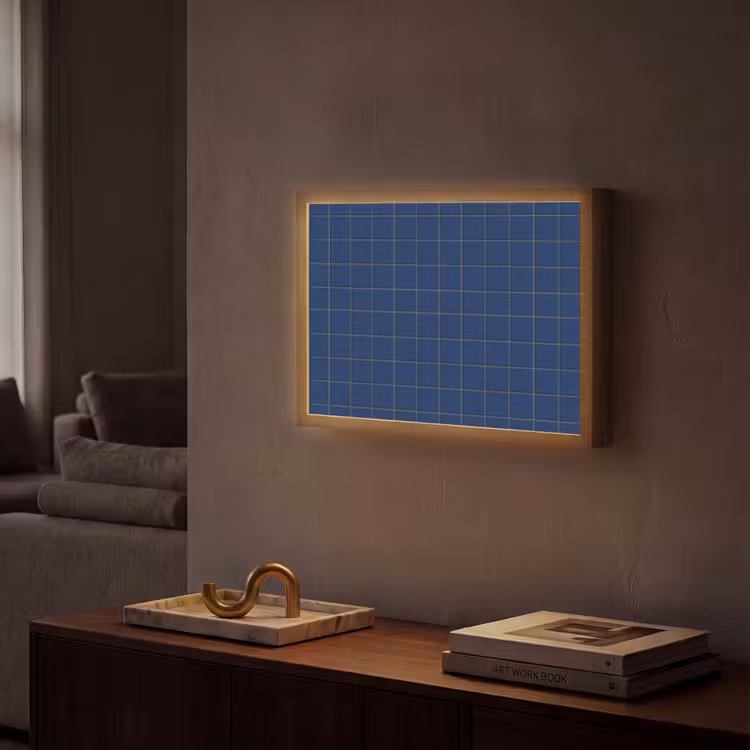 Tegel - Patroon - Blauw Light Box met batterij (Wandlamp) middel 907 -sfeer1