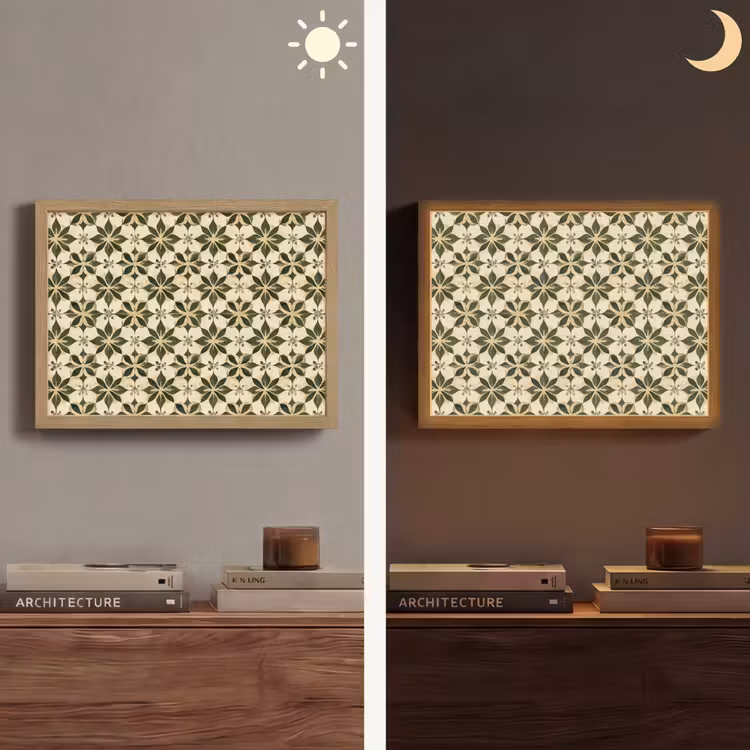 Tegel - Dessin - Groen Light Box met batterij (Wandlamp) middel 907 -sfeer3