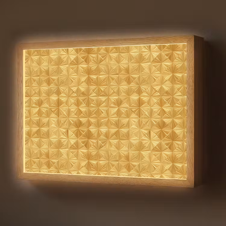 Tegels - Geometrisch - Reliëf - Goud Light Box met batterij (Wandlamp) middel 907 -z3d_website