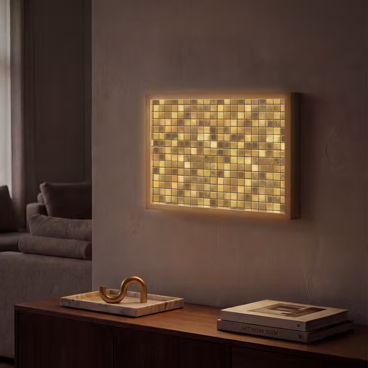 Tegels - Mozaïek - Luxe - Warm Goud Light Box met batterij (Wandlamp) middel 907 -sfeer1
