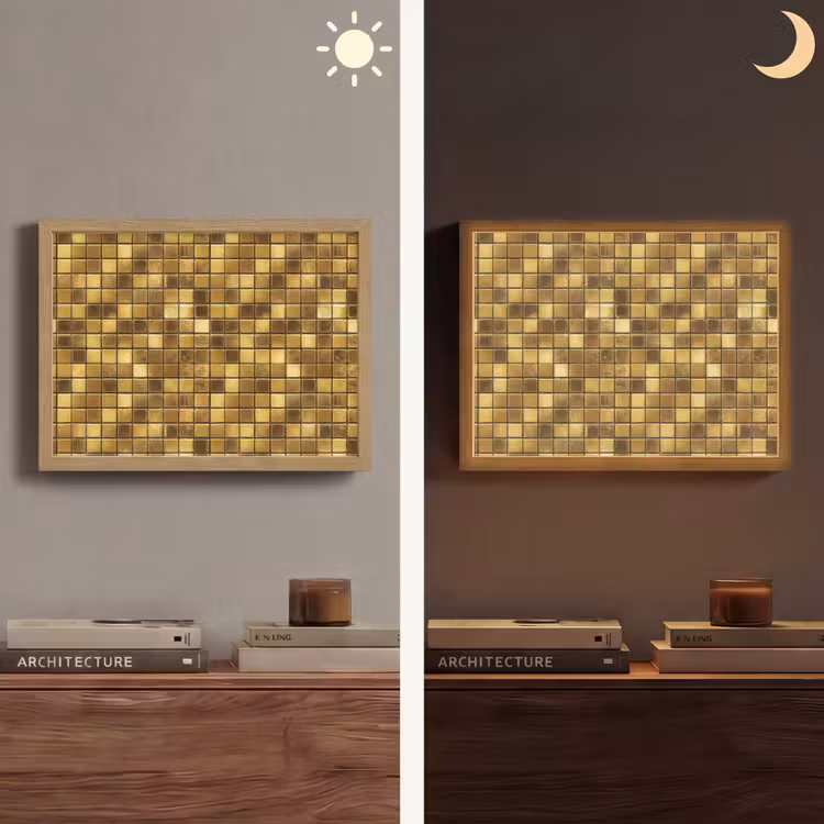 Tegels - Mozaïek - Luxe - Warm Goud Light Box met batterij (Wandlamp) middel 907 -sfeer3