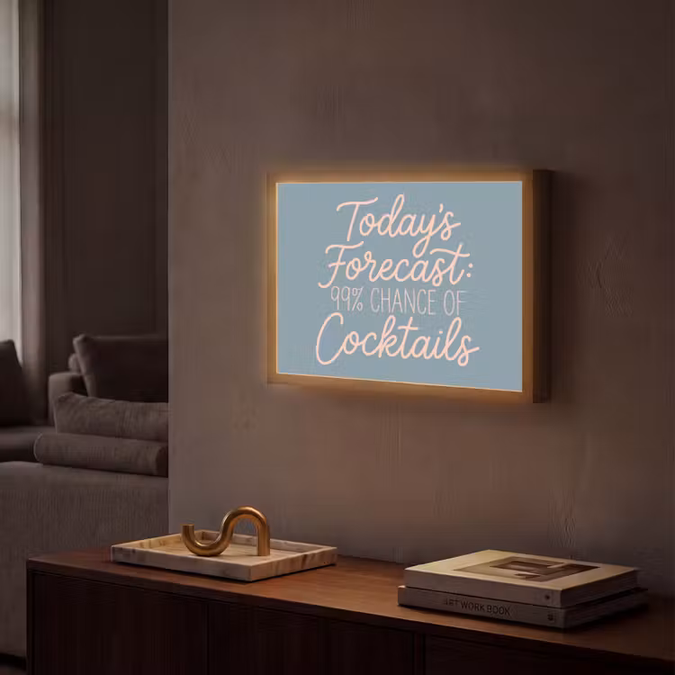 Today's Forecast - Cocktails - Blauw Light Box met batterij (Wandlamp) middel -sfeer1