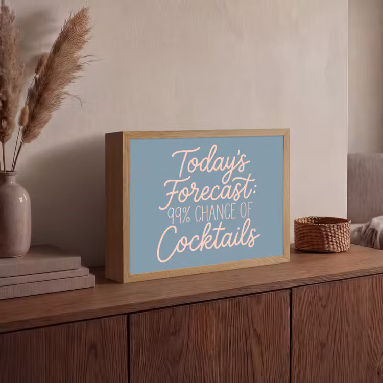 Today's Forecast - Cocktails - Blauw Light Box met batterij (Wandlamp) middel -sfeer2