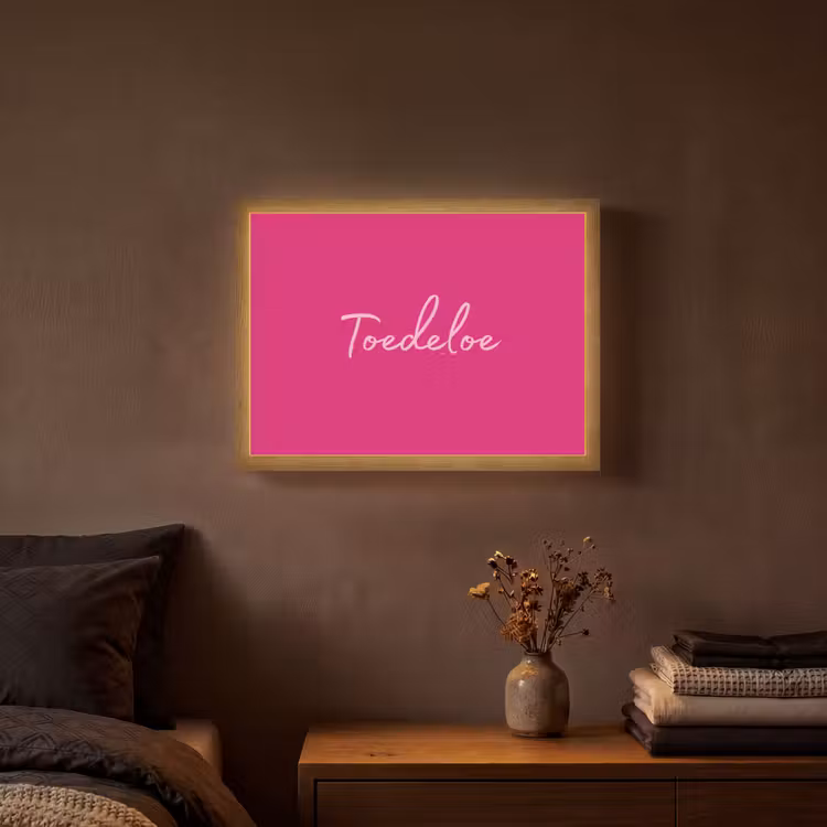 Toedeloe - Roze Light Box met batterij (Wandlamp) middel -sfeer4