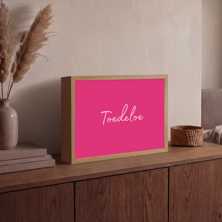 Toedeloe - Roze Light Box met batterij (Wandlamp) middel -sfeer2