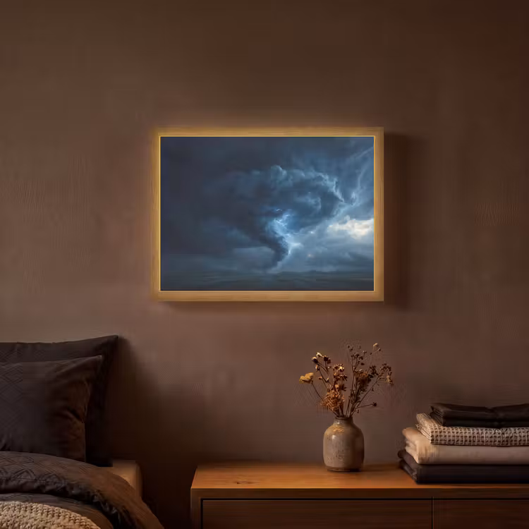 Tornado - Duister - Wolken Light Box met batterij (Wandlamp) middel -sfeer4