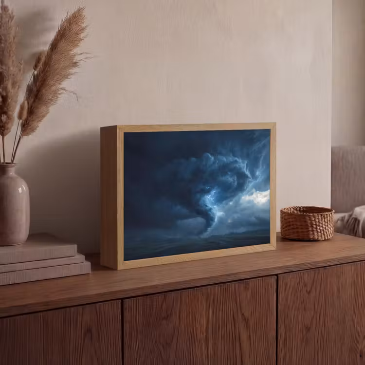 Tornado - Duister - Wolken Light Box met batterij (Wandlamp) middel -sfeer2