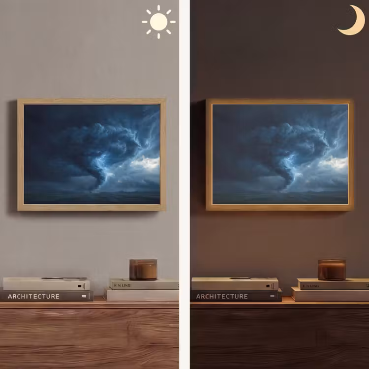 Tornado - Duister - Wolken Light Box met batterij (Wandlamp) middel -sfeer3
