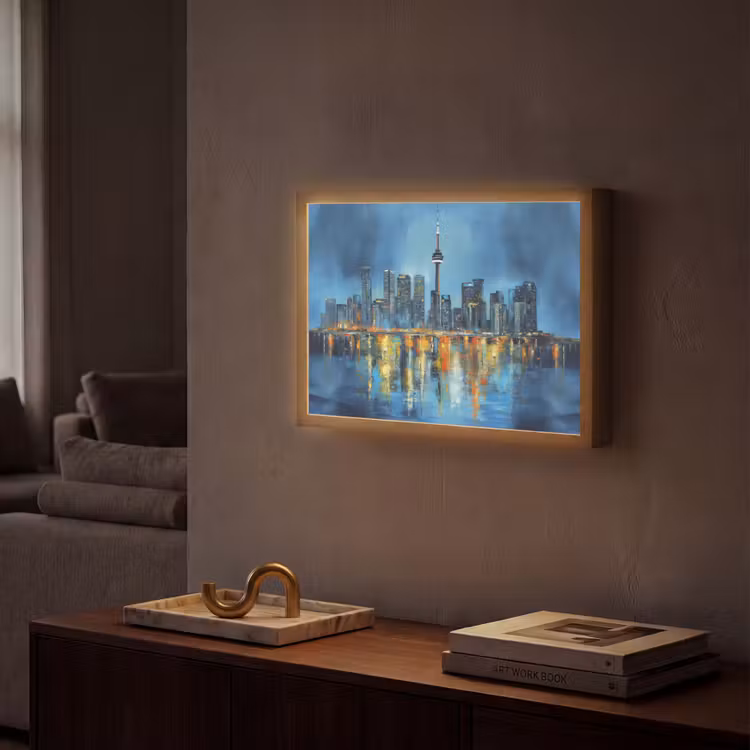Skyline Toronto - Water - Stadslichten - Toren Light Box met batterij (Wandlamp) middel -sfeer1