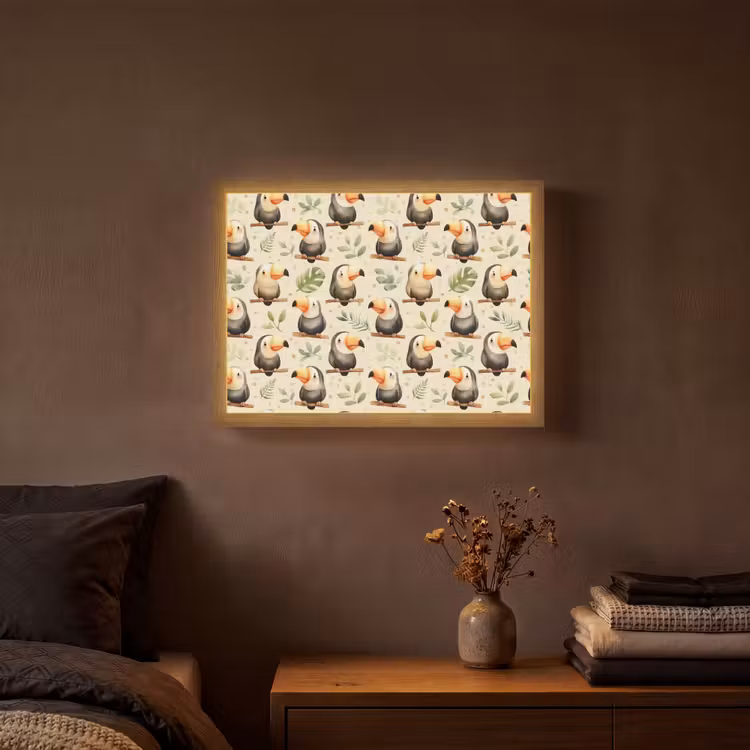 Toekans - Exotisch - Kleurrijk Light Box met batterij (Wandlamp) middel 907 -sfeer4