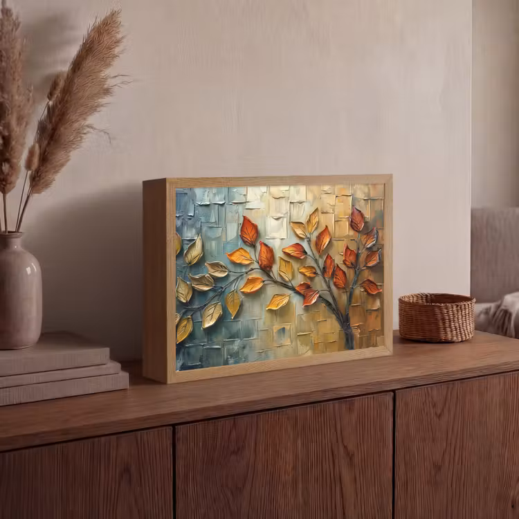 Boom - Abstract - Natuur - Kunst Light Box met batterij (Wandlamp) middel -sfeer2