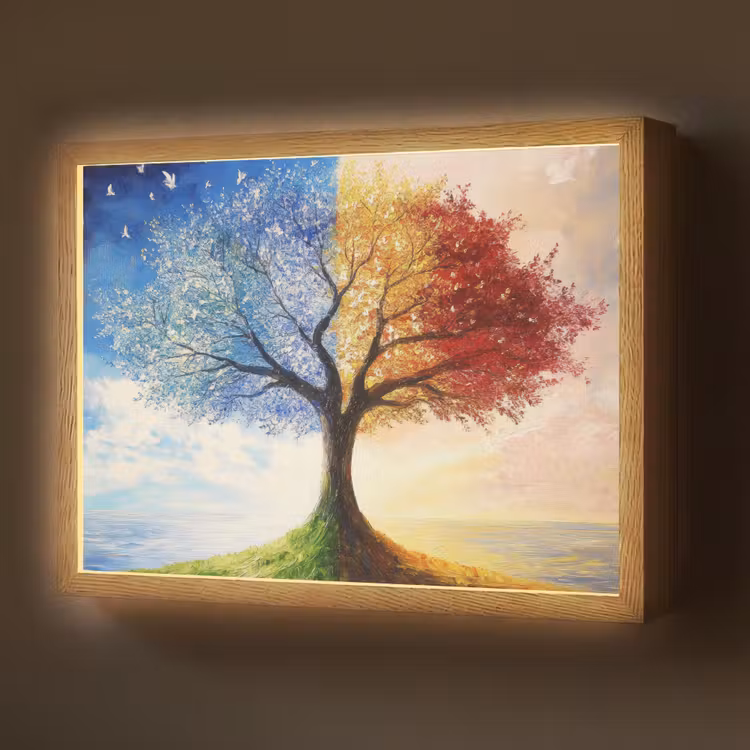 Boom - Kunst - Seizoenen - Herfst Light Box met batterij (Wandlamp) middel -z3d_website