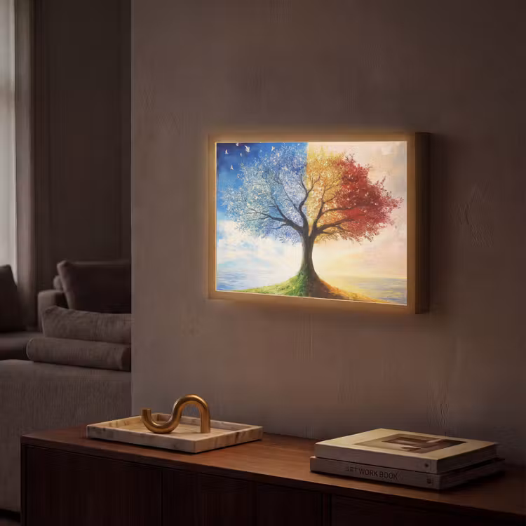 Boom - Kunst - Seizoenen - Herfst Light Box met batterij (Wandlamp) middel -sfeer1