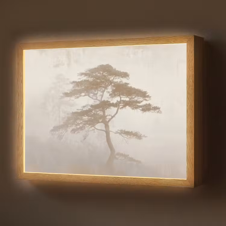 Boom - Oosterse stijl - Landschap Light Box met batterij (Wandlamp) middel -z3d_website
