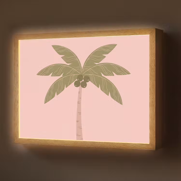 Boom - Palm - Natuur - Illustratie - Roze Light Box met batterij (Wandlamp) middel -z3d_website