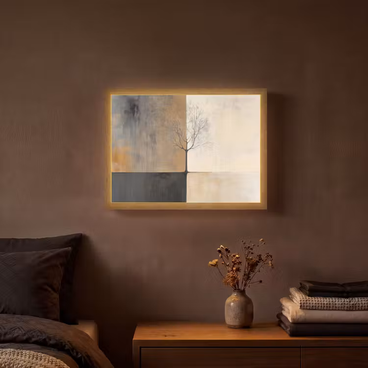 Boom - Vlakken - Takken - Kleurverloop Light Box met batterij (Wandlamp) middel -sfeer4