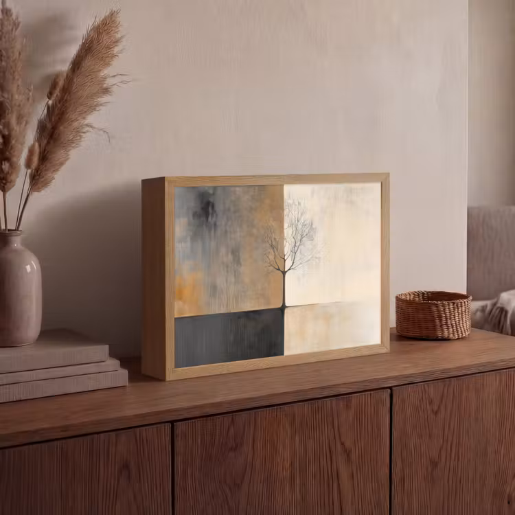 Boom - Vlakken - Takken - Kleurverloop Light Box met batterij (Wandlamp) middel -sfeer2