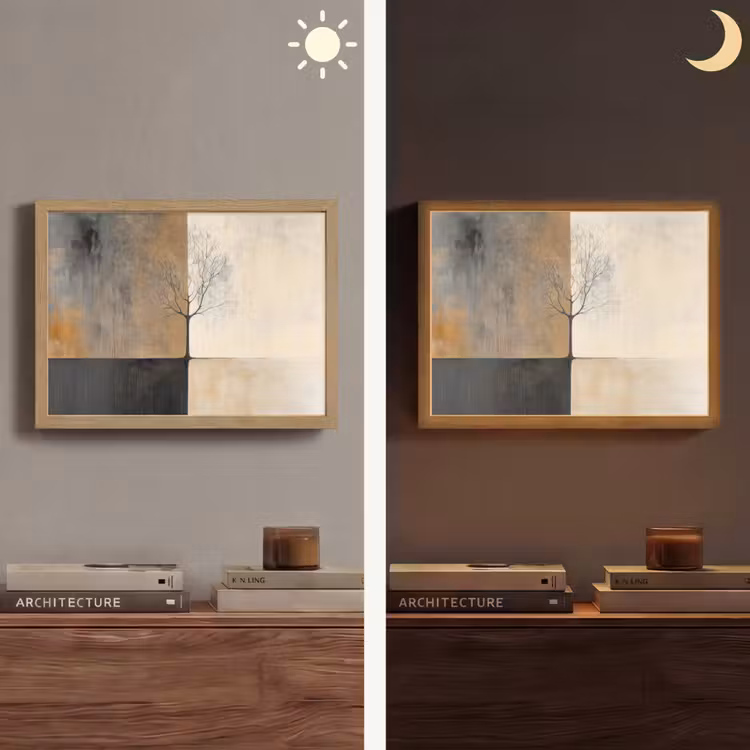 Boom - Vlakken - Takken - Kleurverloop Light Box met batterij (Wandlamp) middel -sfeer3