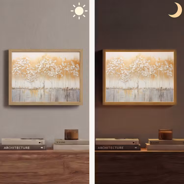 Bomen - Kunst - Acryl - Natuur Light Box met batterij (Wandlamp) middel -sfeer3