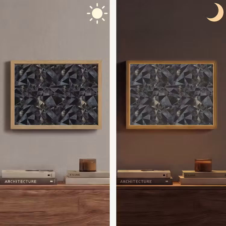 Driehoeken - Abstract - Donker Light Box met batterij (Wandlamp) middel 907 -sfeer3