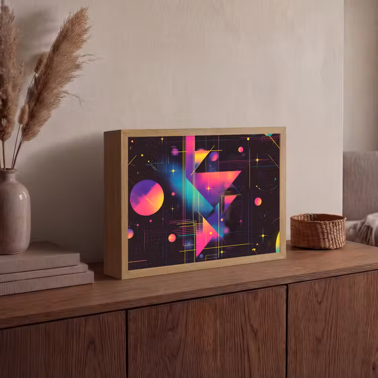Driehoeken - Cirkels - Abstract - Sterren Light Box met batterij (Wandlamp) middel -sfeer2