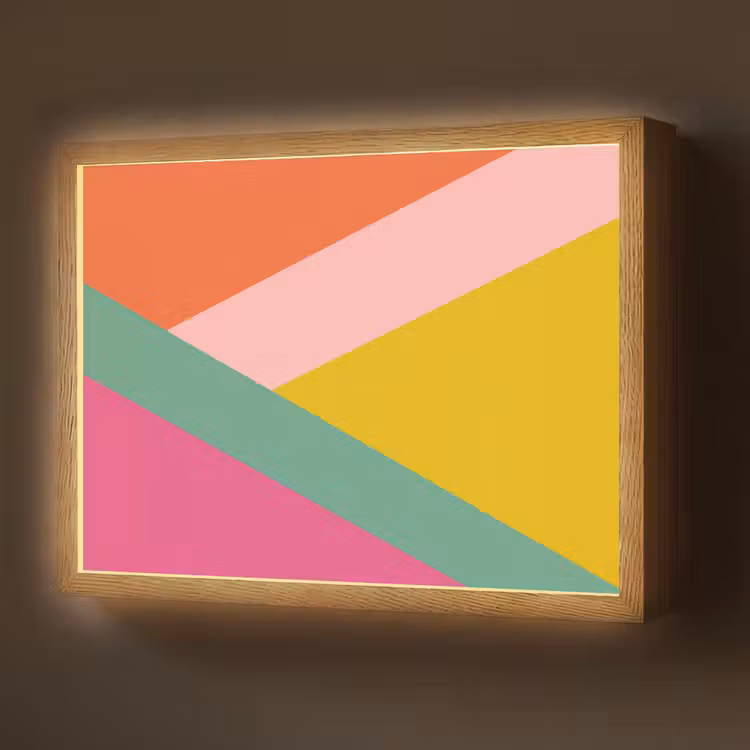 Driehoeken - Kleurrijk - Abstract Light Box met batterij (Wandlamp) middel -z3d_website