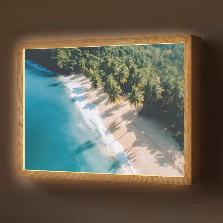 Tropisch - Strand - Water - Palmbomen Light Box met batterij (Wandlamp) middel -z3d_website