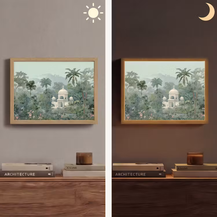 Tropische tuin - Koepelgebouw - Bloemen Light Box met batterij (Wandlamp) middel -sfeer3