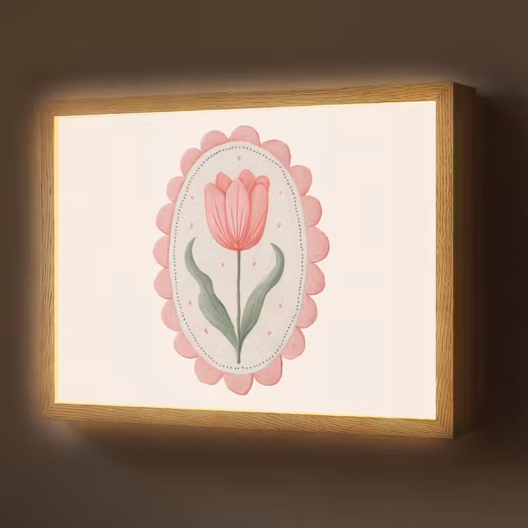 Tulp - Lijst - Ovaal - Illustratie Light Box met batterij (Wandlamp) middel -z3d_website