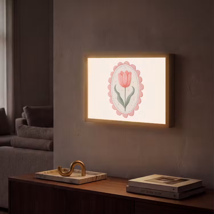 Tulp - Lijst - Ovaal - Illustratie Light Box met batterij (Wandlamp) middel -sfeer1