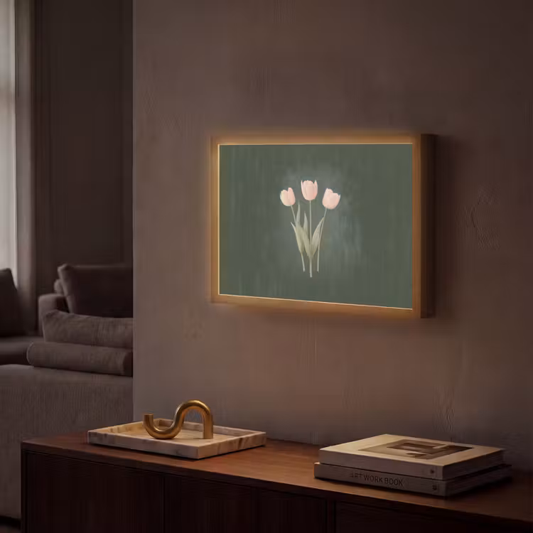 Tulpen - Liefde - Donkergroen Light Box met batterij (Wandlamp) middel -sfeer1