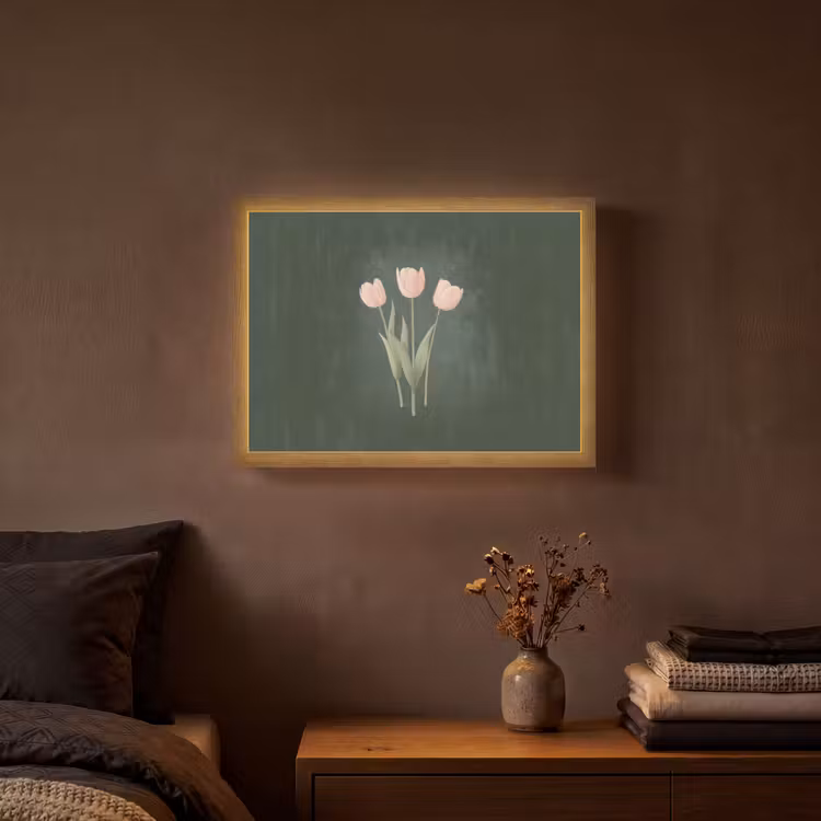 Tulpen - Liefde - Donkergroen Light Box met batterij (Wandlamp) middel -sfeer4